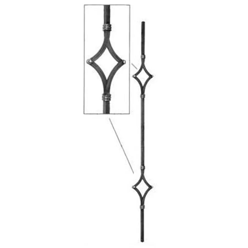Kinovod270224. Балясина 10224. Балясина ромб. Балясины металлические с ромбом. Кованые балясины стойки.