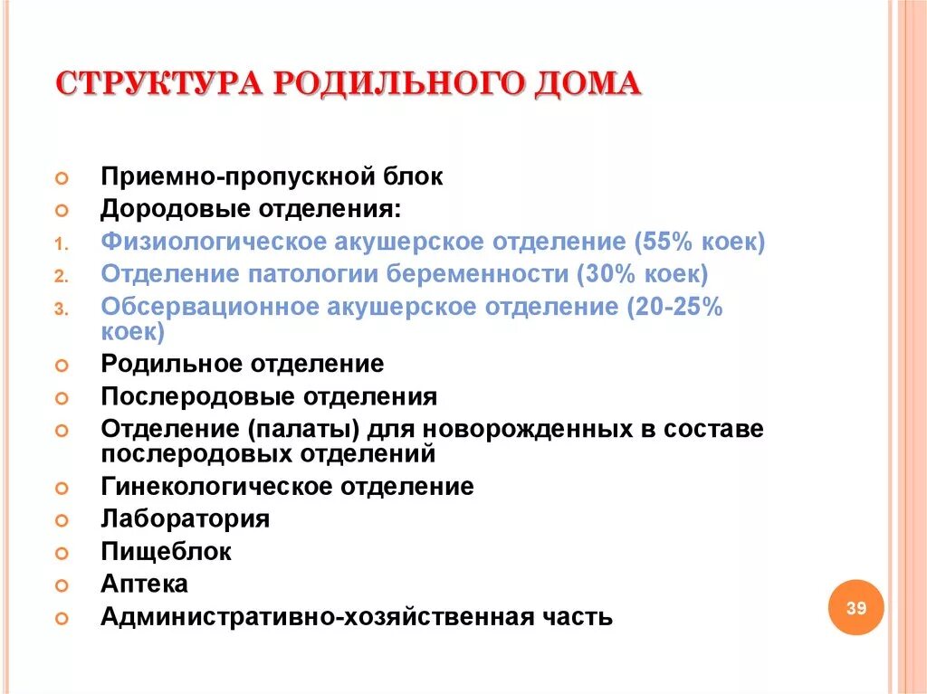 Отделения акушерского стационара