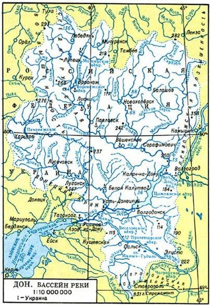 Бассейн реки дон на карте