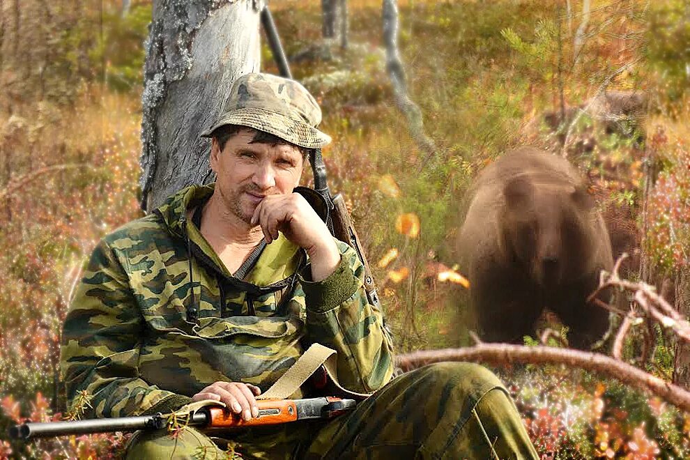 Жизнь охотников в глубинке. Жизнь охотника. Охотник задумался. Думающий охотник.