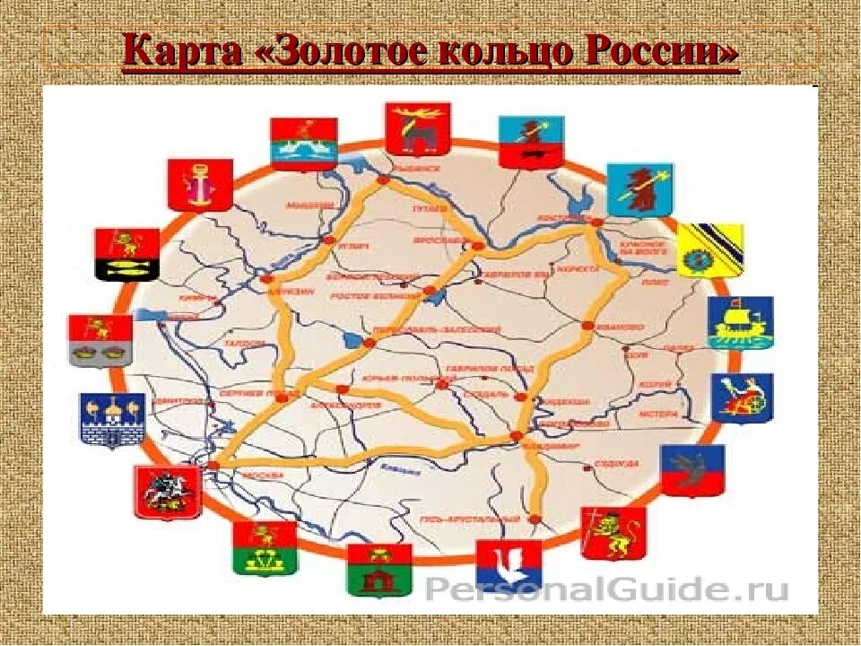 Города золотого кольца России на контурной карте. Золотое кольцо России на карте России. Карта по Золотому кольцу России. Карта золотого кольца России без названия городов. Народные золотое кольцо