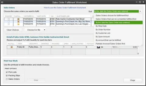Sales orders