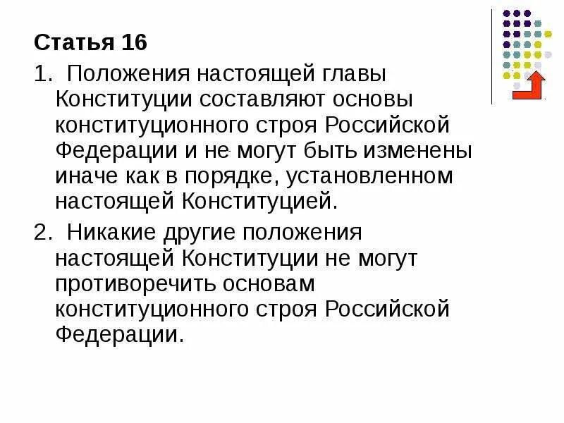 Статья 15 4 конституции российской федерации. Статья 16 Конституции РФ. 16 Статья Конституции. Статья 16 Конституции Российской Федерации. Первые 16 статей Конституции.