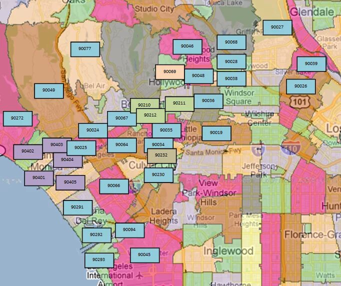 Code los. Зип код лос анджелеса. los angeles zip codes map. глендейл калифорния на карте. индекс сша калифорния лос анджелес.