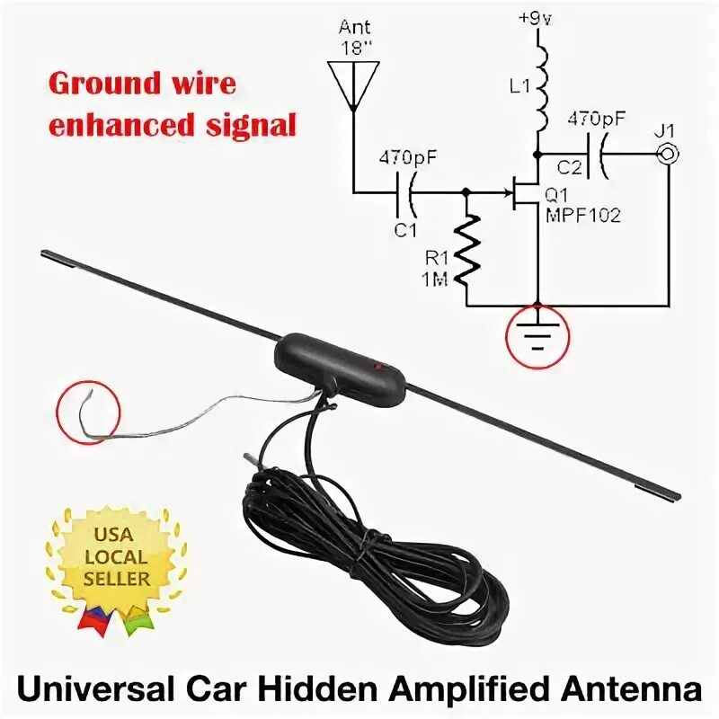 This car antenna amplifier can be used up to 70 MHz and is specially designed to