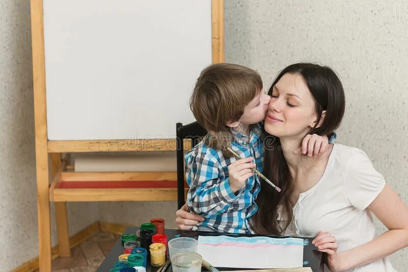 Mother teach son