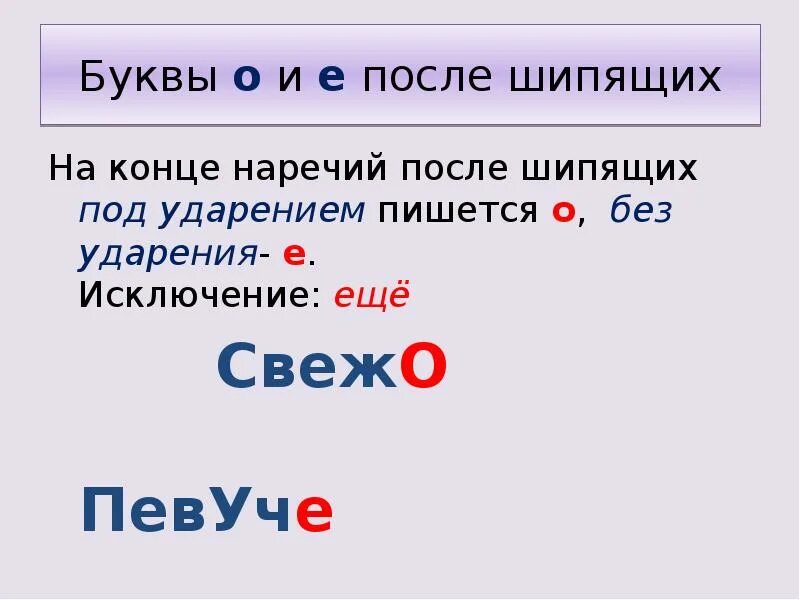 Урок н в наречиях. Правило буква о ё после шипящих в наречиях. Правописание о е после шипящих на конце наречий. Правописание о – е после шипящих в суффиксах наречий. Буквы о и е после шипящих на конце наречий.