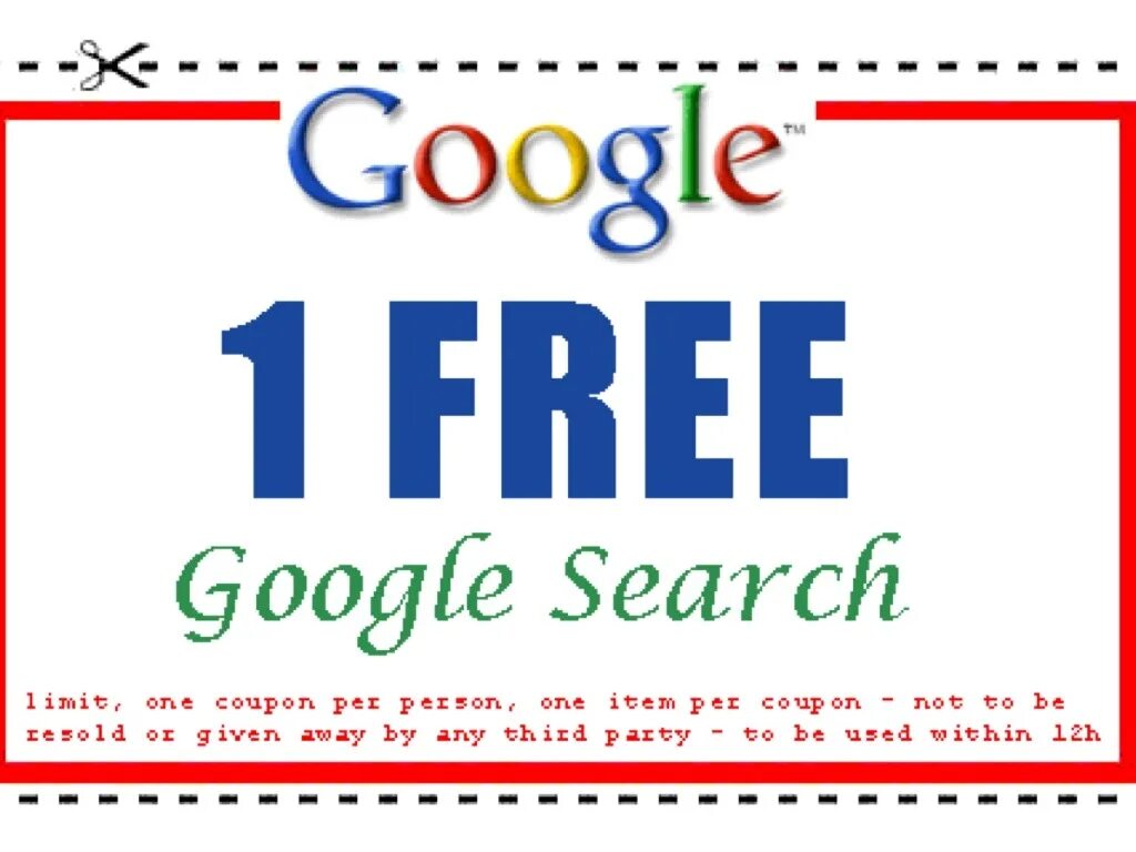 Купон на поиск в гугл. Купон на бесплатный поиск в гугле. Один купон Google.