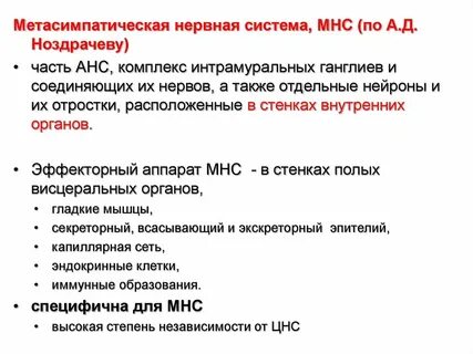 Метасимпатический отдел вегетативной нервной системы