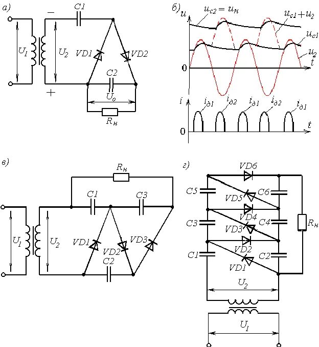 Выпрямитель с удвоением напряжения схема. Выпрямитель с умножением напряжения схема. Двухполупериодный умножитель напряжения схема. Высоковольтный выпрямитель схема.