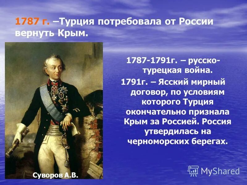 Мирный договор русско турецкой войны 1787 1791. В Крыму в русско-турецкой войны 1787-1791.