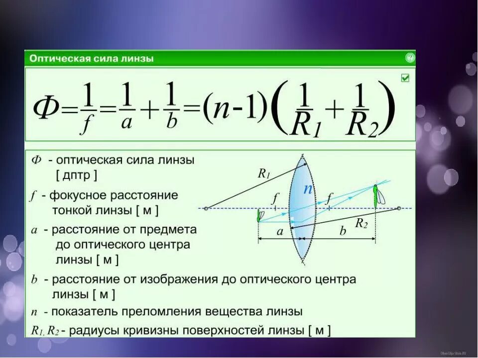 Формула тонкой линзы связывает от до изображения d. Линзы формула тонкой линзы построение изображений. Формула тонкой линзы физика 11 класс. Чему равно фокусное расстояние тонкой линзы. Оптическая сила формула.
