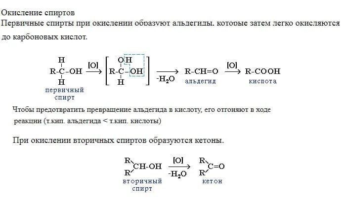Окисление первичных спиртов. Реакция окисления первичных спиртов. При окислении первичных спиртов.