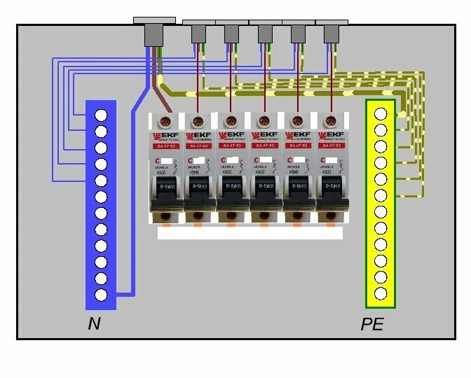 Подключение нулевого. Нулевая шина 3х фазная ИЭК. Схема подключения заземления в щитке. Схема подключения заземления на электрощит.