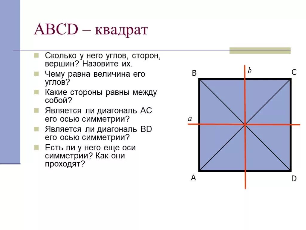 Что такое ось симметрии квадрата 2 класс математика. Сколько осей симетрий у квадрата. Оси симметрии прямоугольника. Сколько осей симметрии у квадрата.