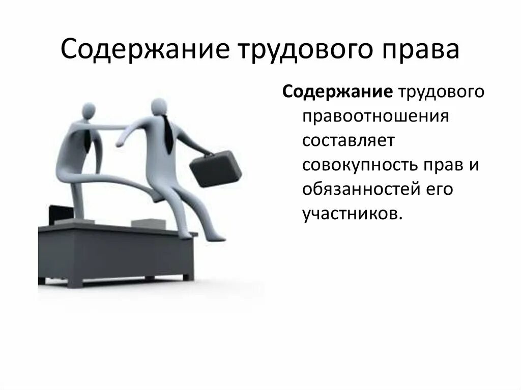 Трудовое право в жизни общества. Содержание трудового права. содержание трудового правоотношения. что составляет содержание трудовых правоотношений. права и обязанности участников трудовых правоотношений.