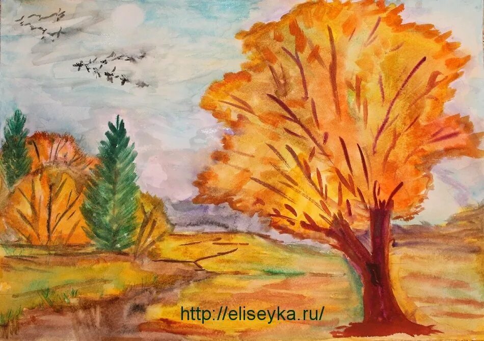 Осень картинки пошагово. Золотая осень рисунок. Осень карандашом. Осенний пейзаж карандашом. Осенний пейзаж карандашом для детей.