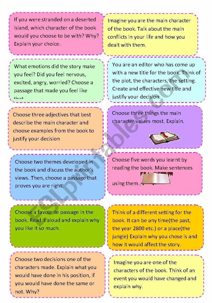 Questions about books. Books speaking. summer holidays speaking cards. speaking about books. speaking cards about reading.