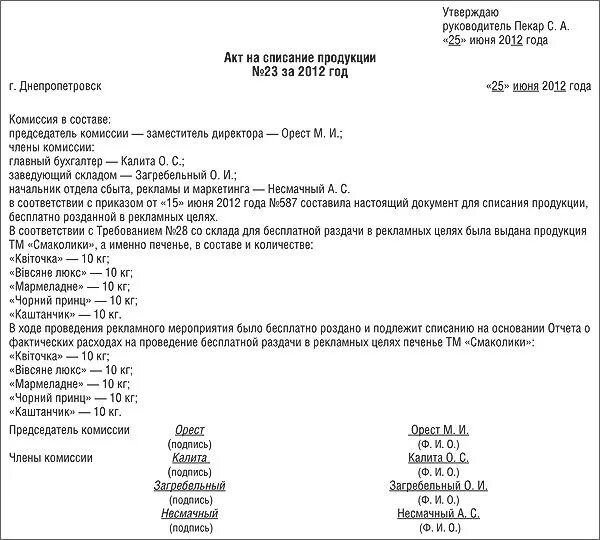 Акт на списание сувенирной продукции образец. Акт на списание новогодних подарков образец. Акт списания рекламной продукции. Приказ на списание рекламных материалов.