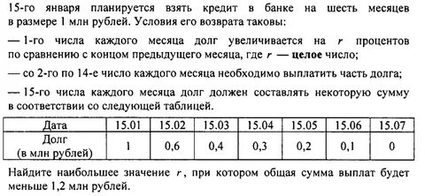 15 декабря планируется взять кредит 600000