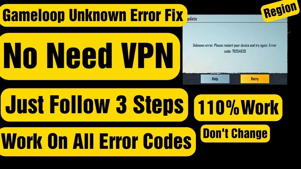 Unknown error please try again. Gameloop start error. unknown error. please restart your device and try again. error code: 70254639.