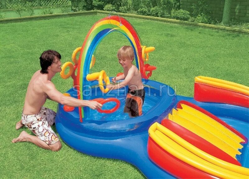 Надувной бассейн с горкой. Бассейн солнышко бествей. Бассейн игровой солнышко bestway. Надувной бассейн с горкой для детей. Игровой центр intex 57444.