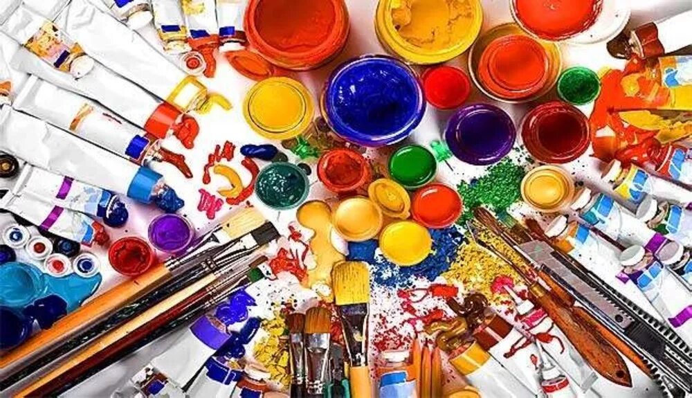 Материалы и инструменты для масляной живописи. Художественные принадлежности для рисования. Материалы для рисования для детей. Кисти и краски. Инструменты художника.