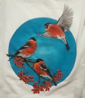 Снегири акрилом