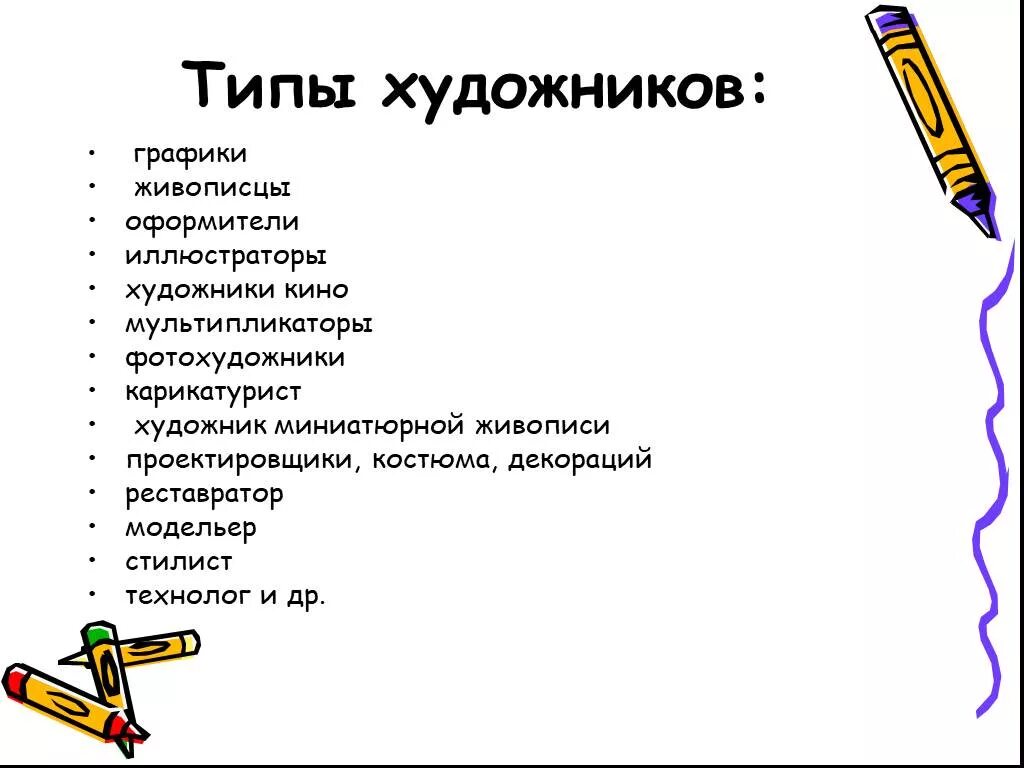 Род деятельности художника. Типы рисовальщиков схема. Типы художников. Разновидности художников профессии. Профессия художник презентация.