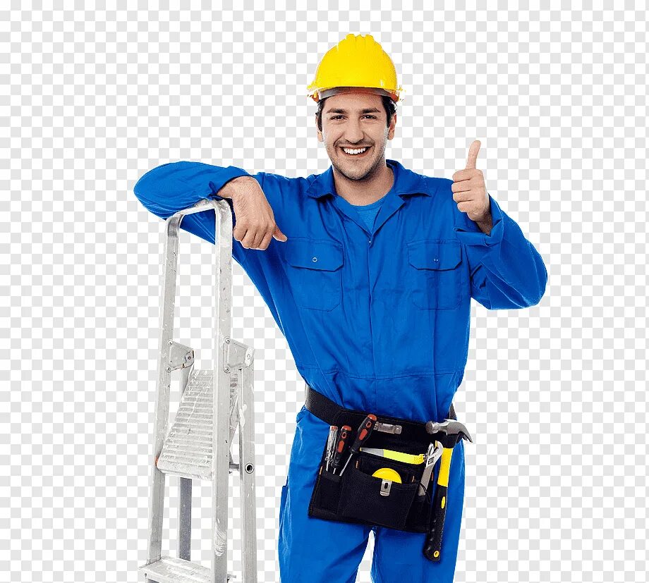 Каска строителя. Строитель улыбается. Строитель монтажник. Рабочие на стройке. Довольный работник.