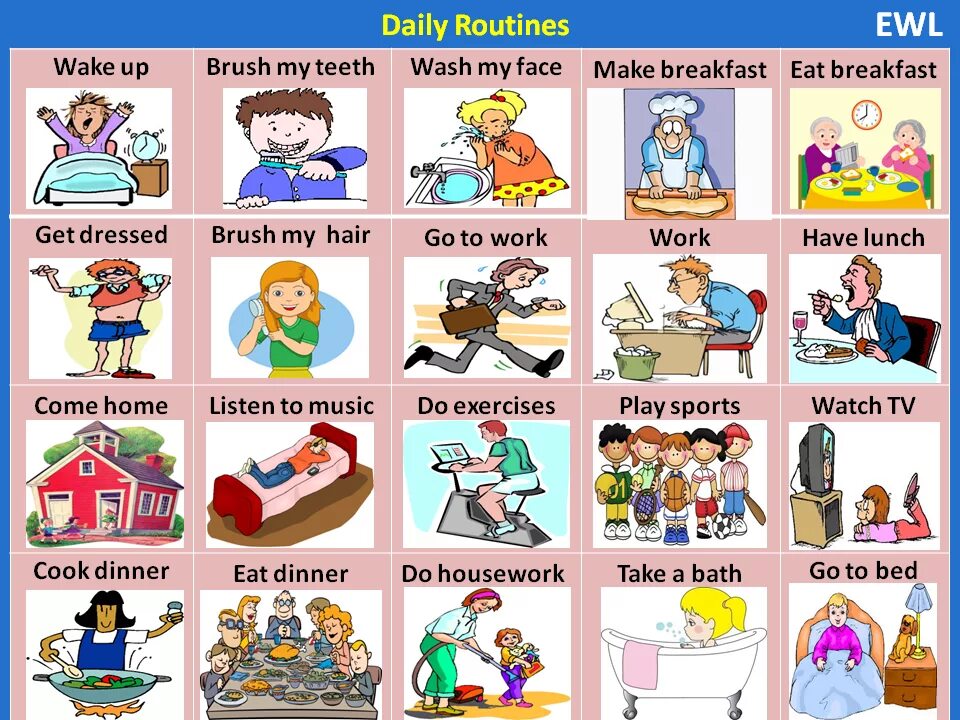 Глаголы Daily Routine. Английский Daily Routine. Повседневные дела на английском. My Daily Routine картинки. Actions rules