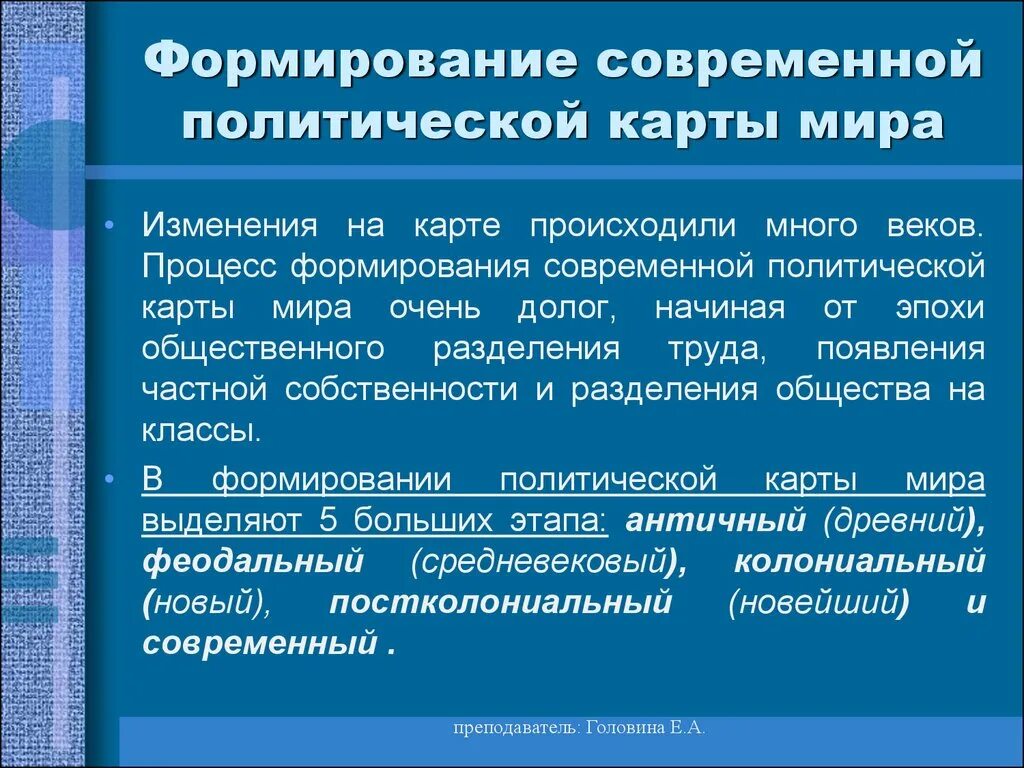 Этапы развития политической карты.