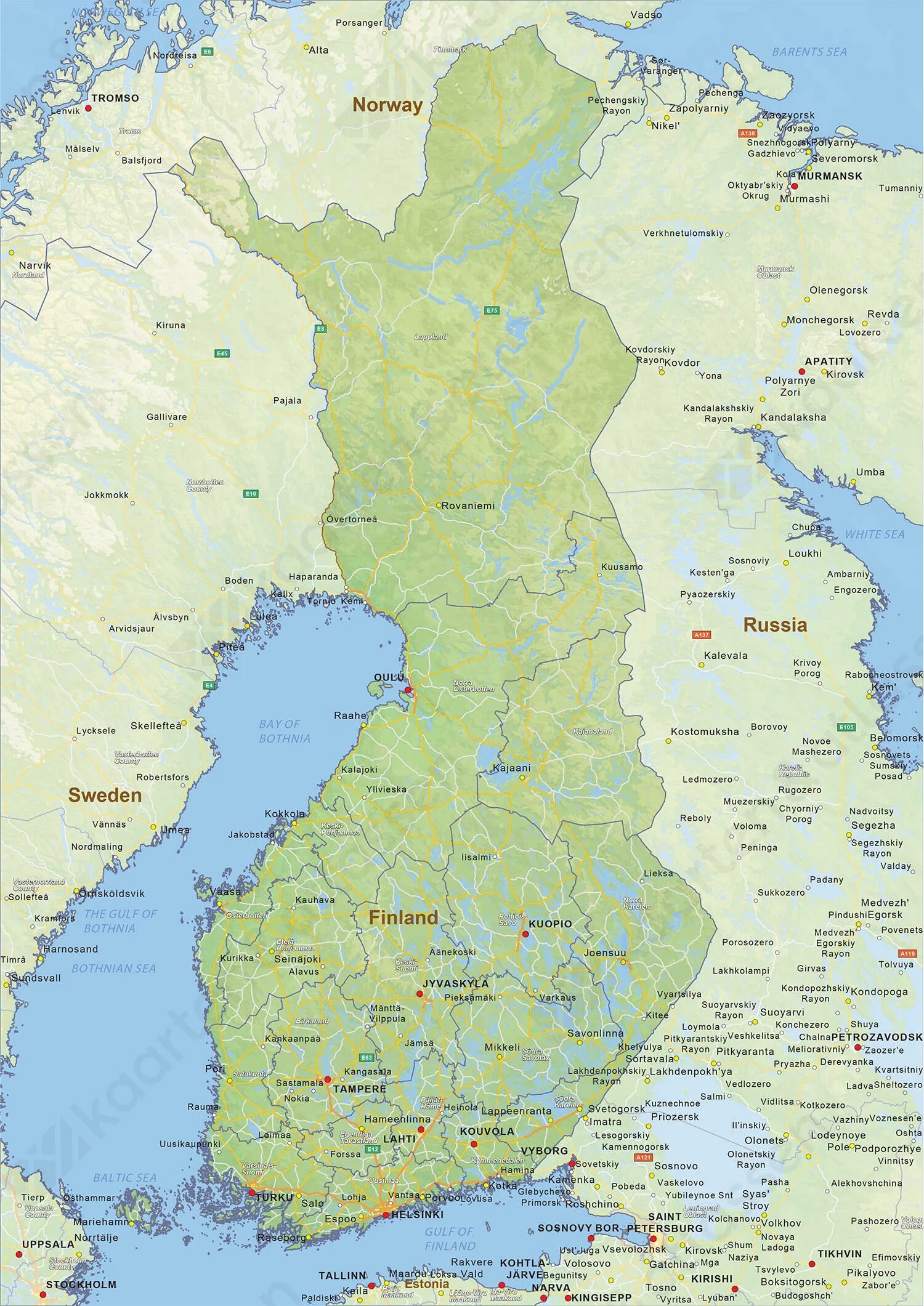 Карта финляндии канал. Physical Map of Finland. Карта Финляндии с городами. Форсса Финляндия на карте.