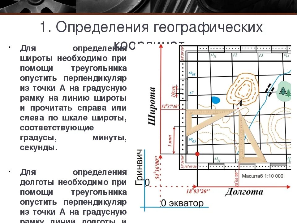 Найти точку по географическим координатам