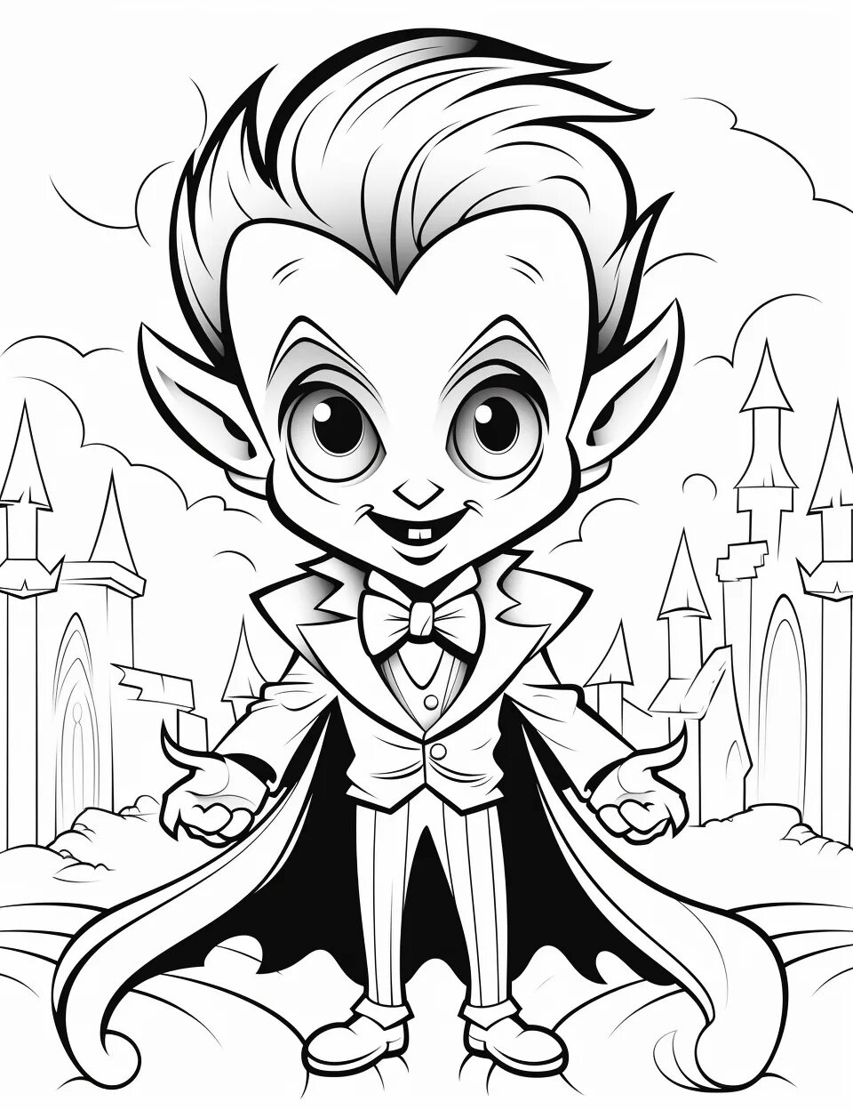 Вампир раскраска для детей распечатать Happy Vampire Coloring Page : Coloring Sun