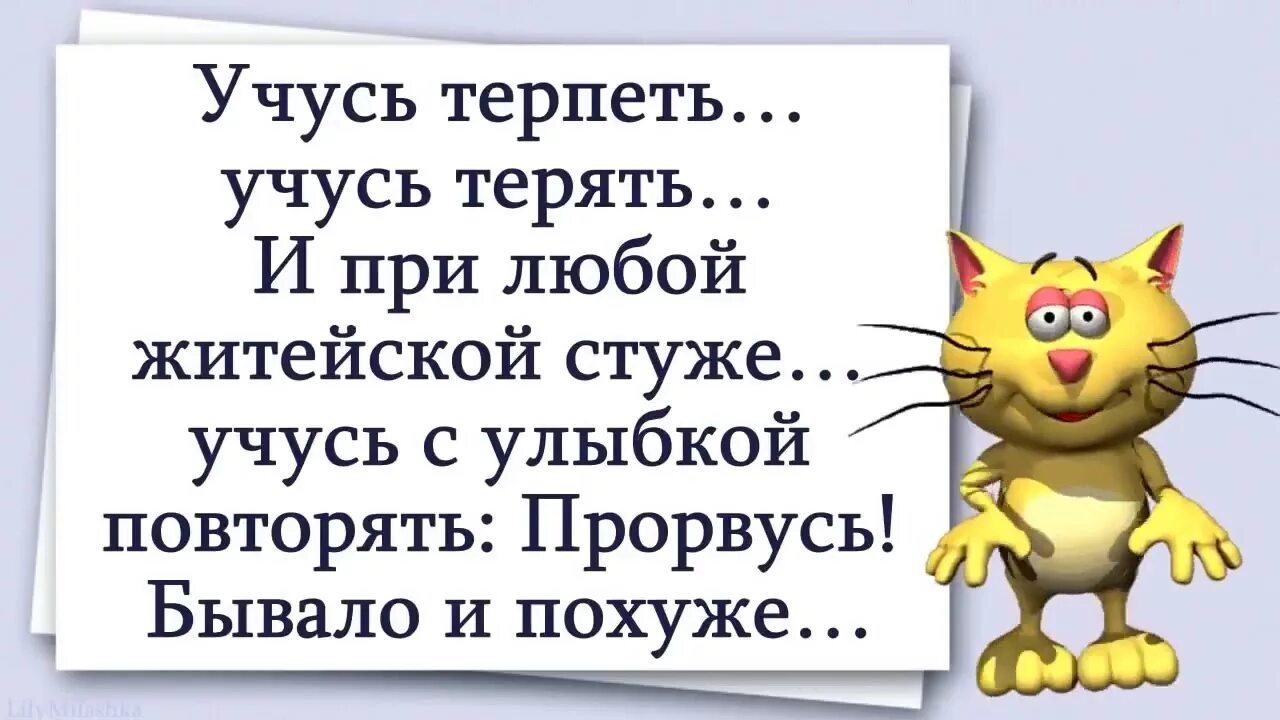 Учись страдай. Учись терпеть учись терять и при любой житейской стуже. Прорвусь бывало и похуже. И при любой житейской стуже учись с улыбкой повторять. Прорвусь бывало и похуже стихи.