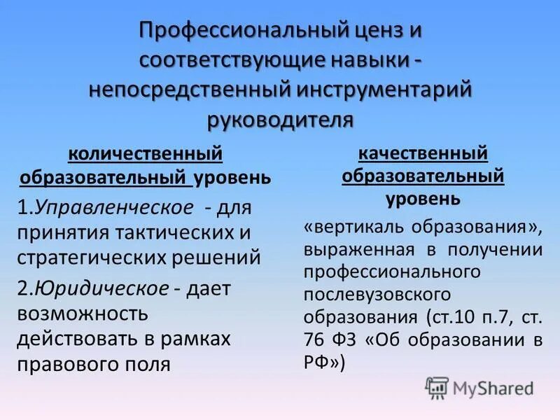 Сколько образовательных уровней цензов установленного в рф