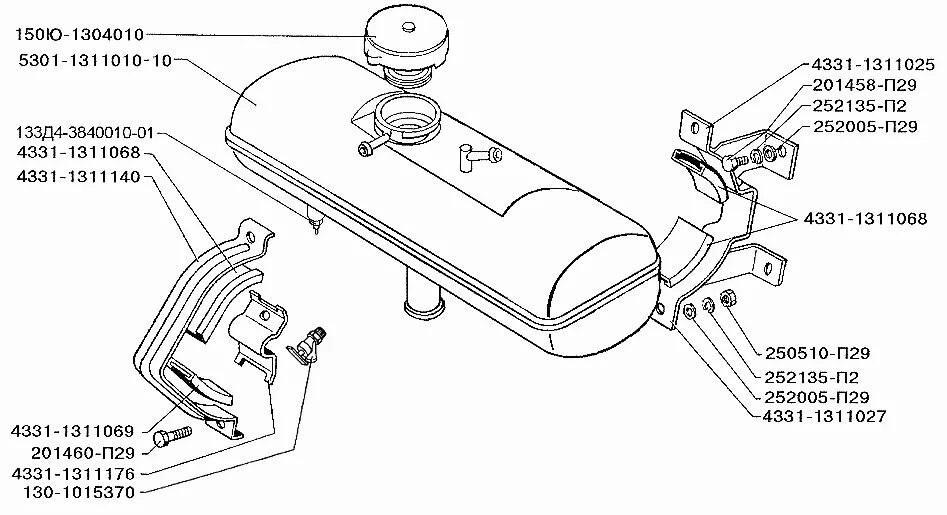 Бычок бачок. Система охлаждения ЗИЛ-131 расширительный бачок. Бачок расширительный ЗИЛ 5301. Бачок расширительный ЗИЛ 130. Расширительный бак ЗИЛ 4331.