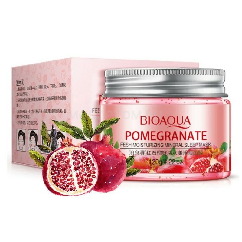 Bioaqua ночная маска. Ночная маска для лица BIOAQUA Pomegranate Fresh. Ночная маска гранат БИОАКВА. Маска БИОАКВА С гранатом. Маска для лица ночная с экстрактом граната BIOAQUA.