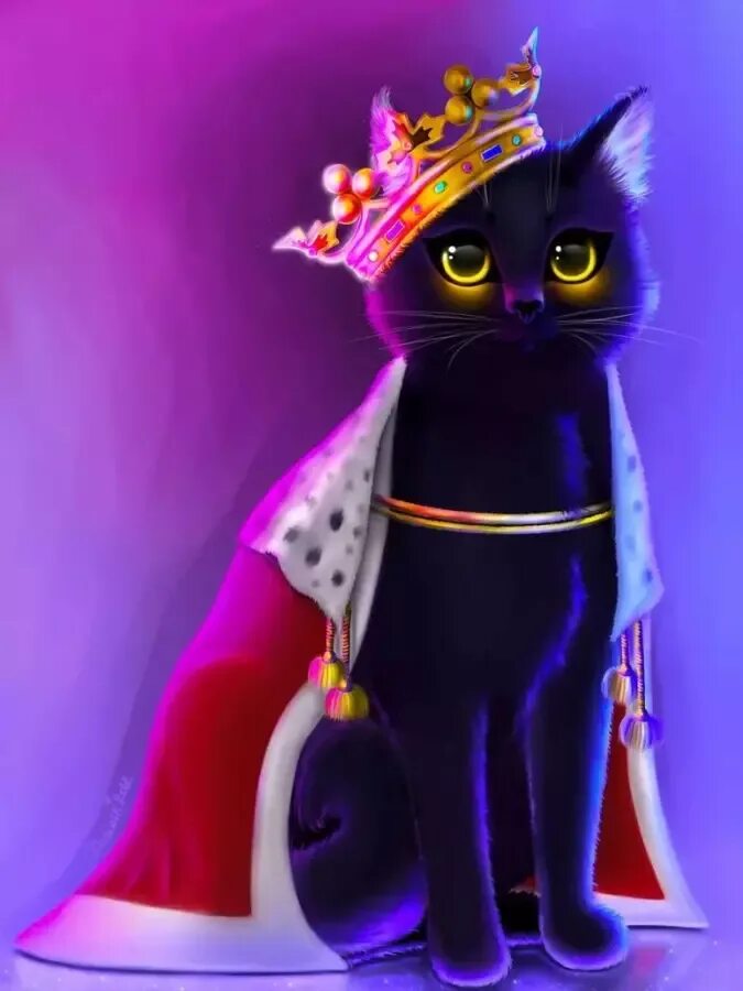 Кошка Королева. Кошечка с короной. Кошка в короне. Черный кот в короне.