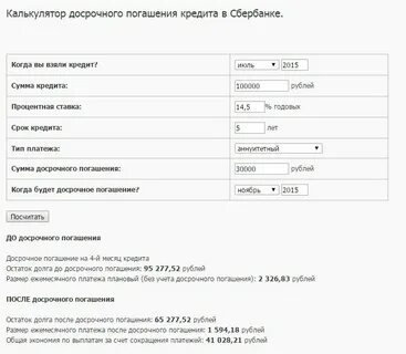 Рассчитать ежемесячный платеж в сбербанке