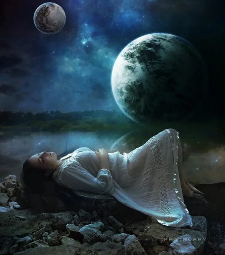 Техника лунный сон. Колыбель фэнтези. Девушка Moonlight. Планетарная магия Луна. Вечность любви.