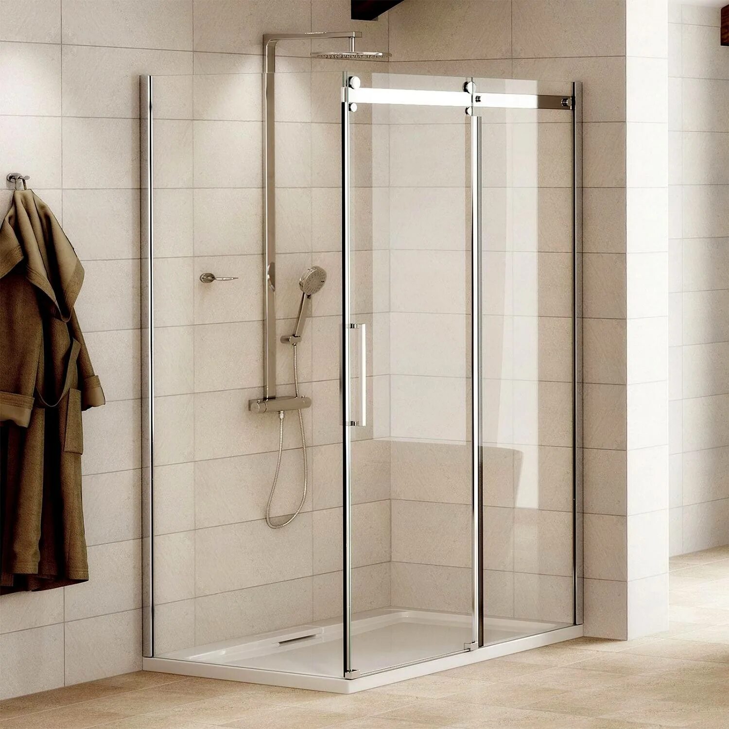 Shower Enclosure Doors. 1200 Shower Room with Glass Sliding Door.