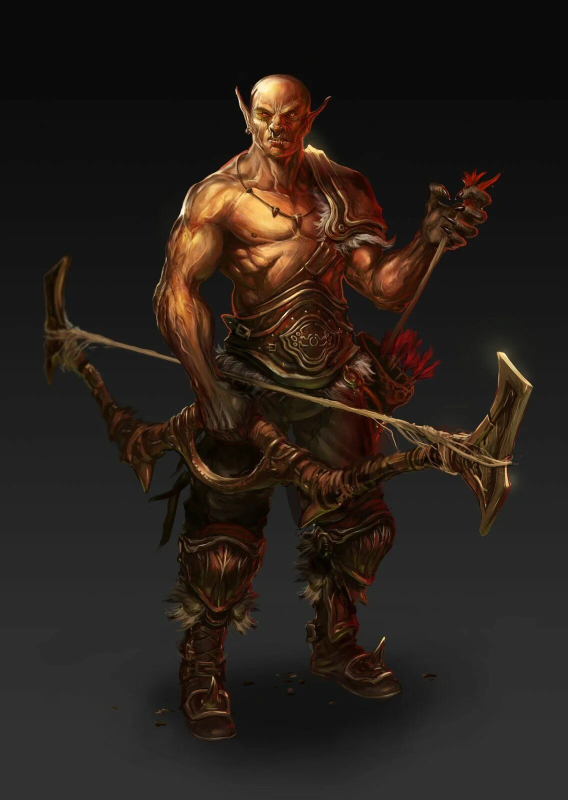 Варкрафт орк охотник. Луки орков. Орк лучник властелин колец. Полуорк лысый. Орк шаман вархаммер.