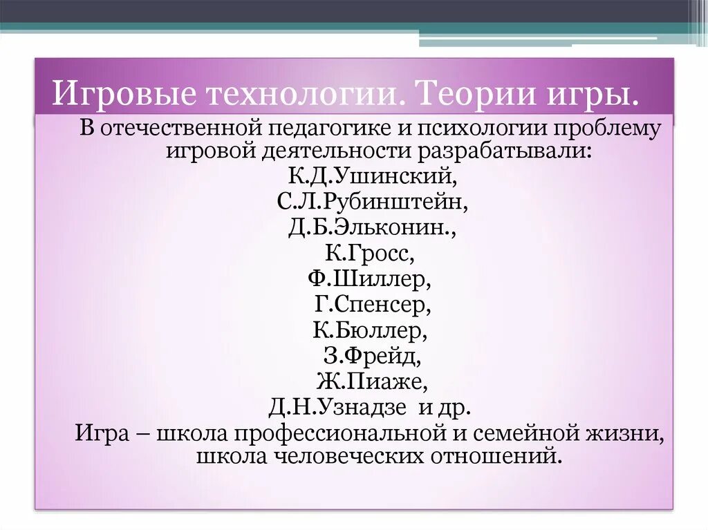 Теории и технологии образования. Игровые технологии. Теории игровой технологии. Теории игровой деятельности. Игровые технологии на уроках английского языка.