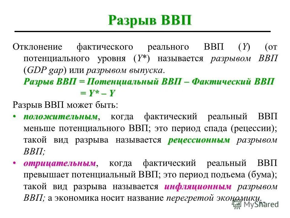 Разрыв выпуска. Формулы фактического и реального ВВП. Величина фактического ВВП. Величина разрыва ВВП формула. Разрыв ВВП.