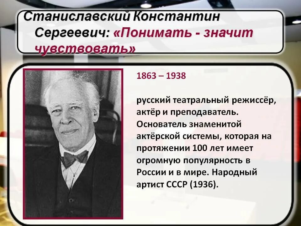 Тема станиславский. Словесный портрет Станиславского.