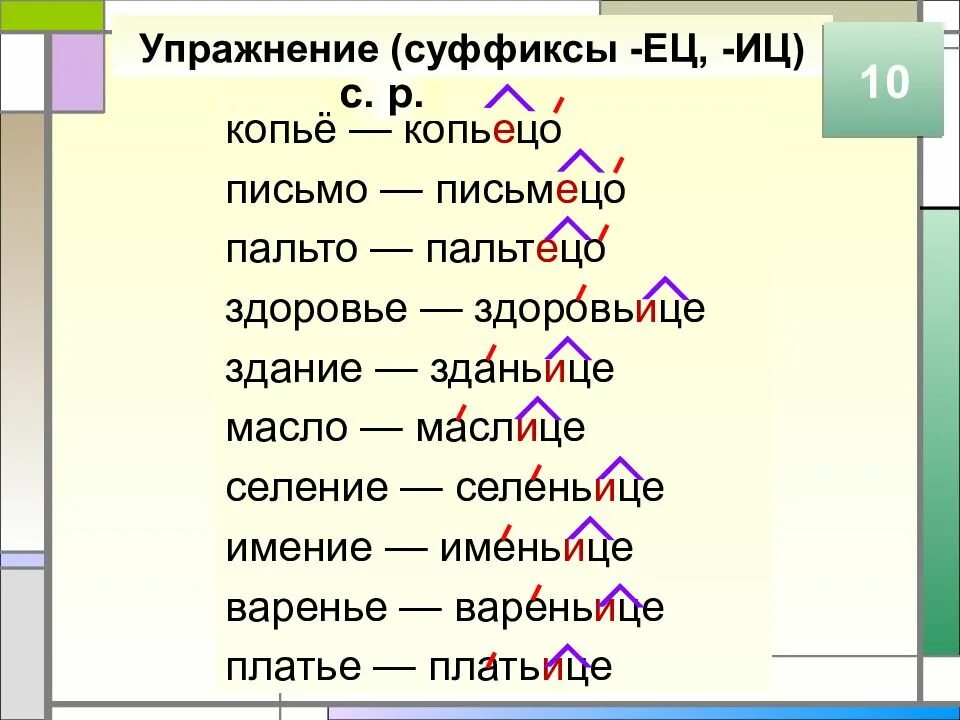 Трава с разными суффиксами