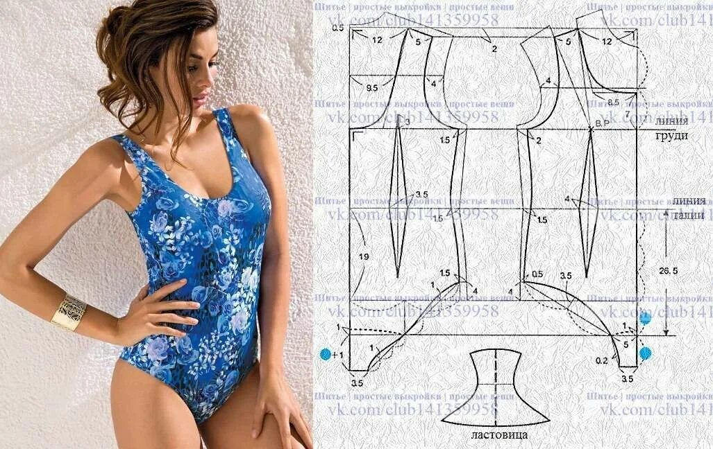 Выкройка купальника купить ilustración de variación del sosté este caso con frunces en el centro. Costu