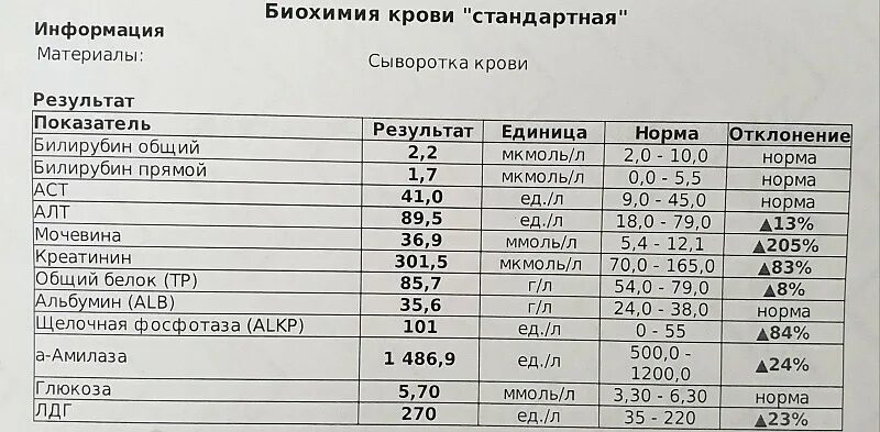 Показатели биохимического анализа печени